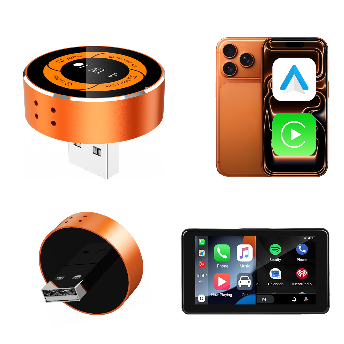 A8MT Wireless Carplay & Wireless Android Auto 4 In 1 Adapter